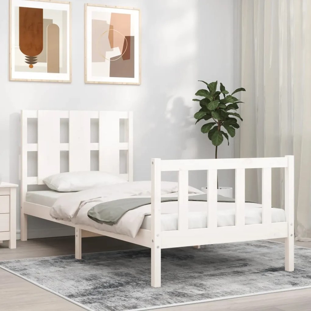 vidaXL Cama sem colchão 90x190 cm madeira de pinho maciça branco