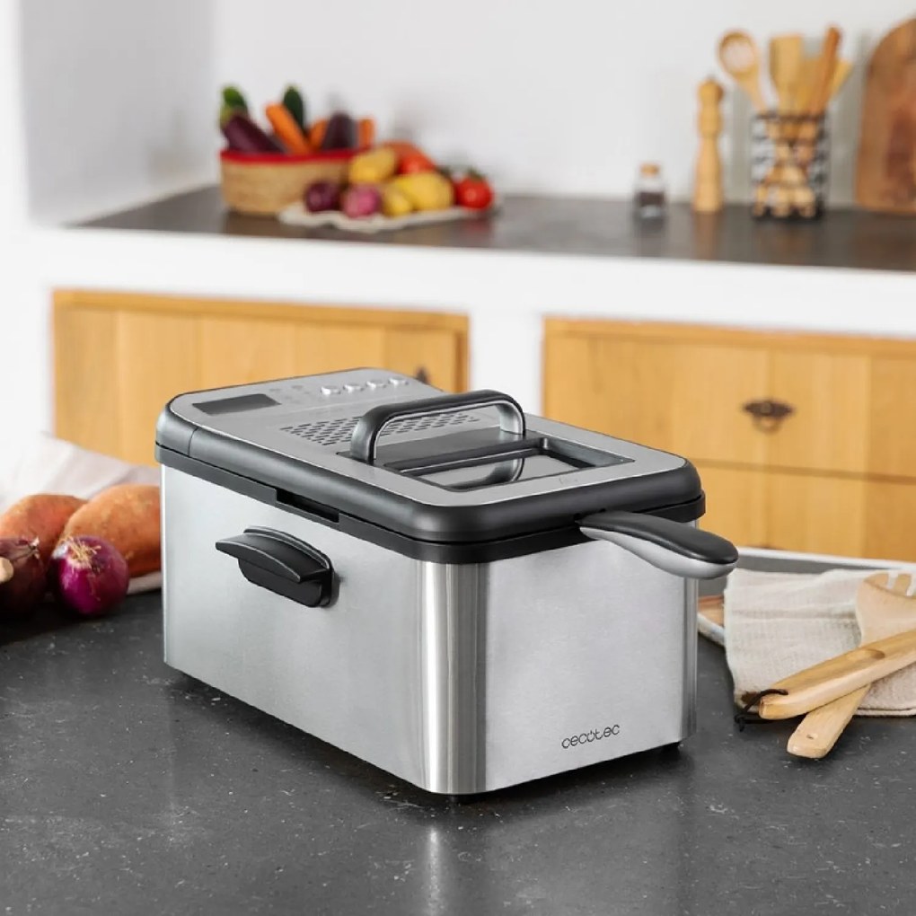 Fritadeira com óleo CleanFry Luxury 3000 de 3,2 litros, 2400 W, aço inoxidável, 5 programas pré-estabelecidos, filtro OilClean