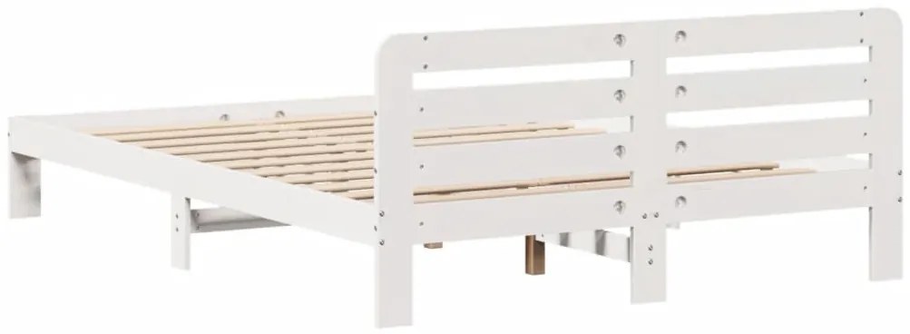 Cama sem colchão 140x200 cm madeira de pinho maciça branco