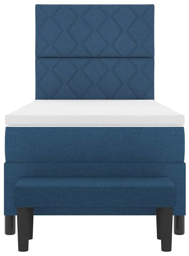 Cama Box com Colchão e Banco Azul 100x200 cm Tecido