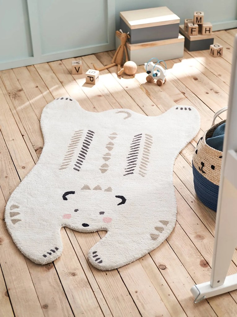 Oferta do IVA - Tapete Urso branco claro liso com motivo