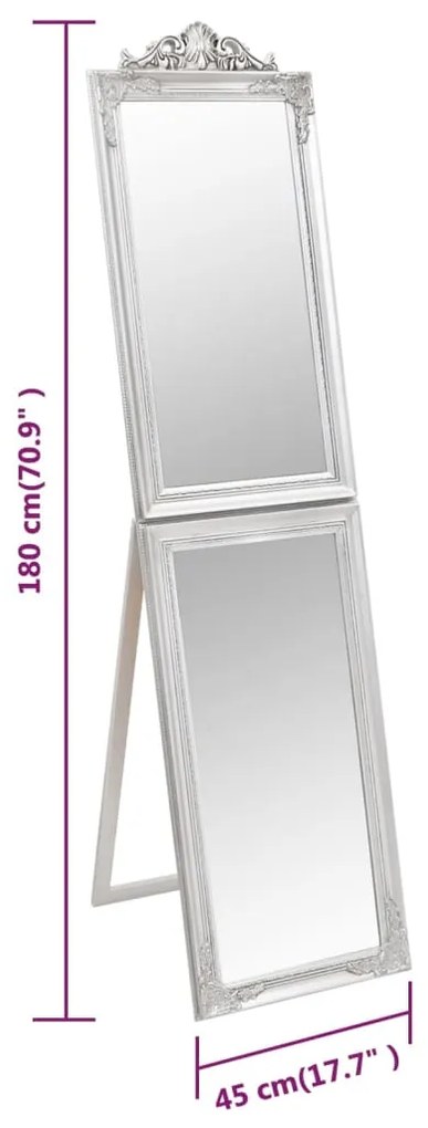 Espelho de pé 45x180 cm prateado
