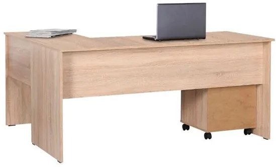 Secretária Escritório com Alonga 1600x750x1440mm Castanho Claro