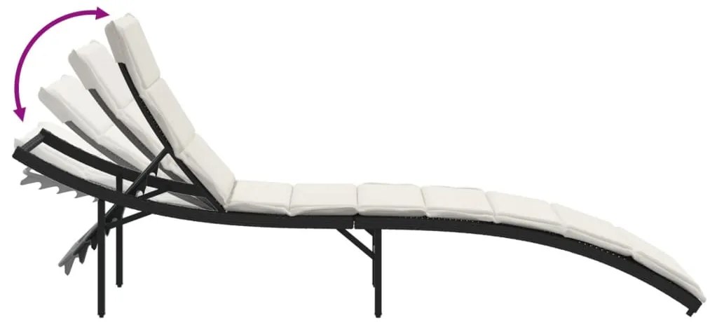 Espreguiçadeiras com mesa 2 pcs vime PE preto