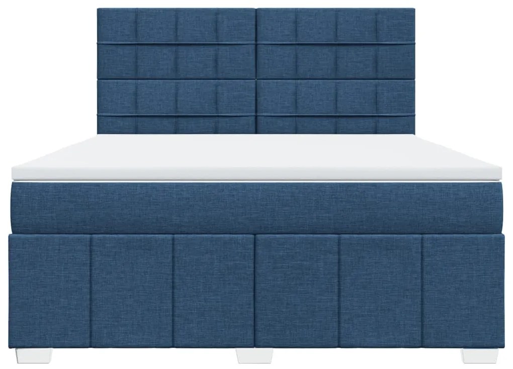 Cama com molas/colchão 180x200 cm tecido azul