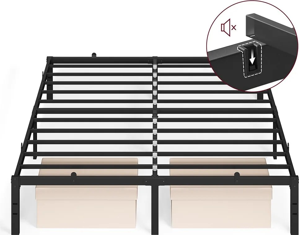 Estrutura de cama de casal em metal 160 x 200 cm moderna preto
