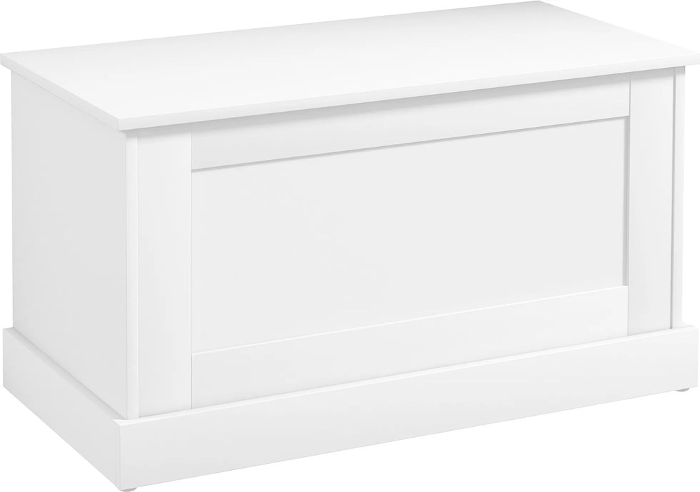 HOMCOM Baú de armazenamento, baú de brinquedos, com dobradiça de segurança, para sala, em madeira, 80 x 40 x 45 cm, branco | Aosom Portugal