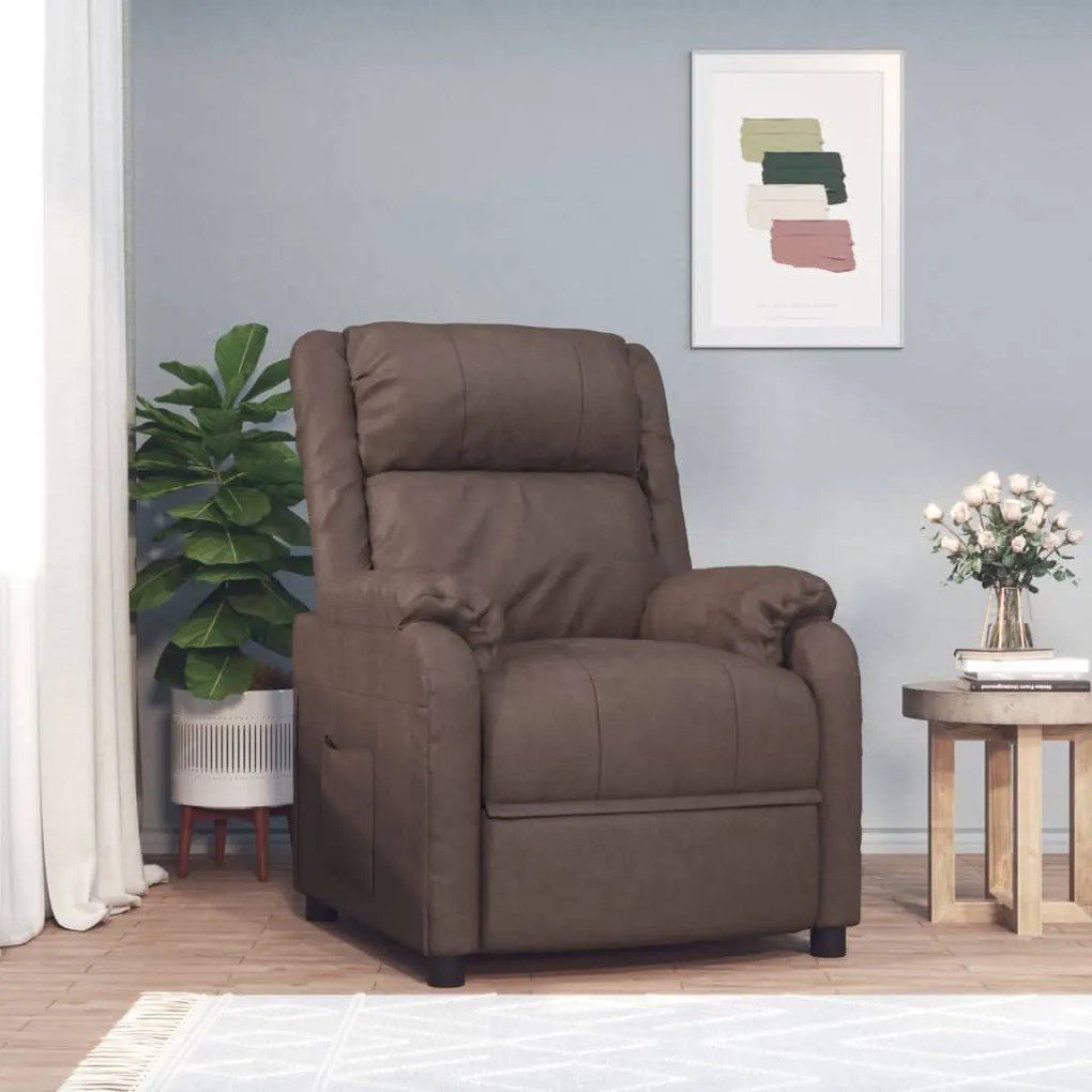 vidaXL Poltrona reclinável couro artificial castanho