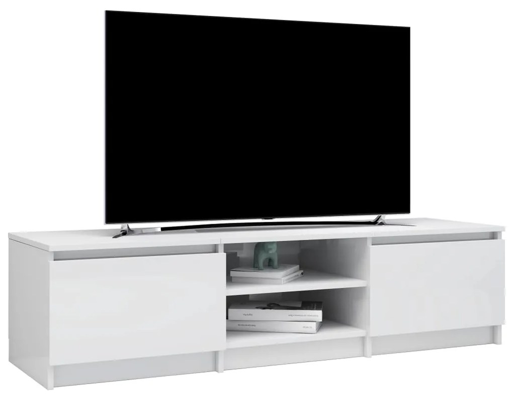 Móvel para TV 140x40x35,5cm derivados madeira branco brilhante