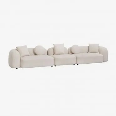 Sofá Modular De 3 Peças Em Chenille Coco Chenille Grossa Branca - Sklum