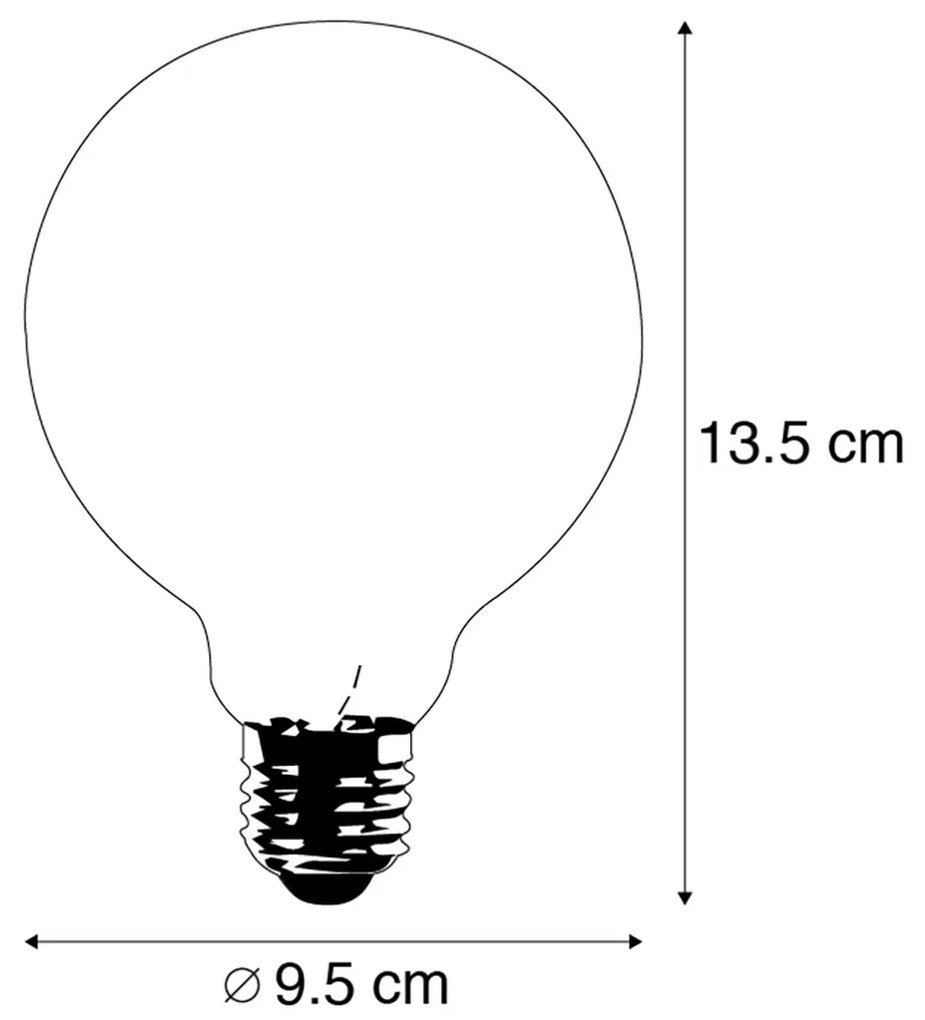 Conjunto de 3 lâmpadas LED E27 de filamento torcido G95 transparente 5W 400 lm 2200K