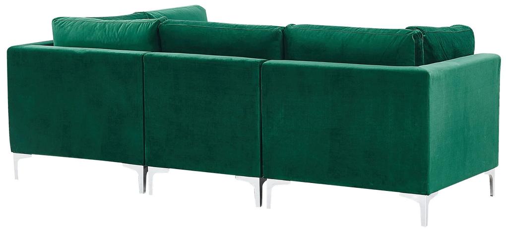 Sofá de canto de 3 lugares em veludo verde com repousa-pés EVJA Beliani