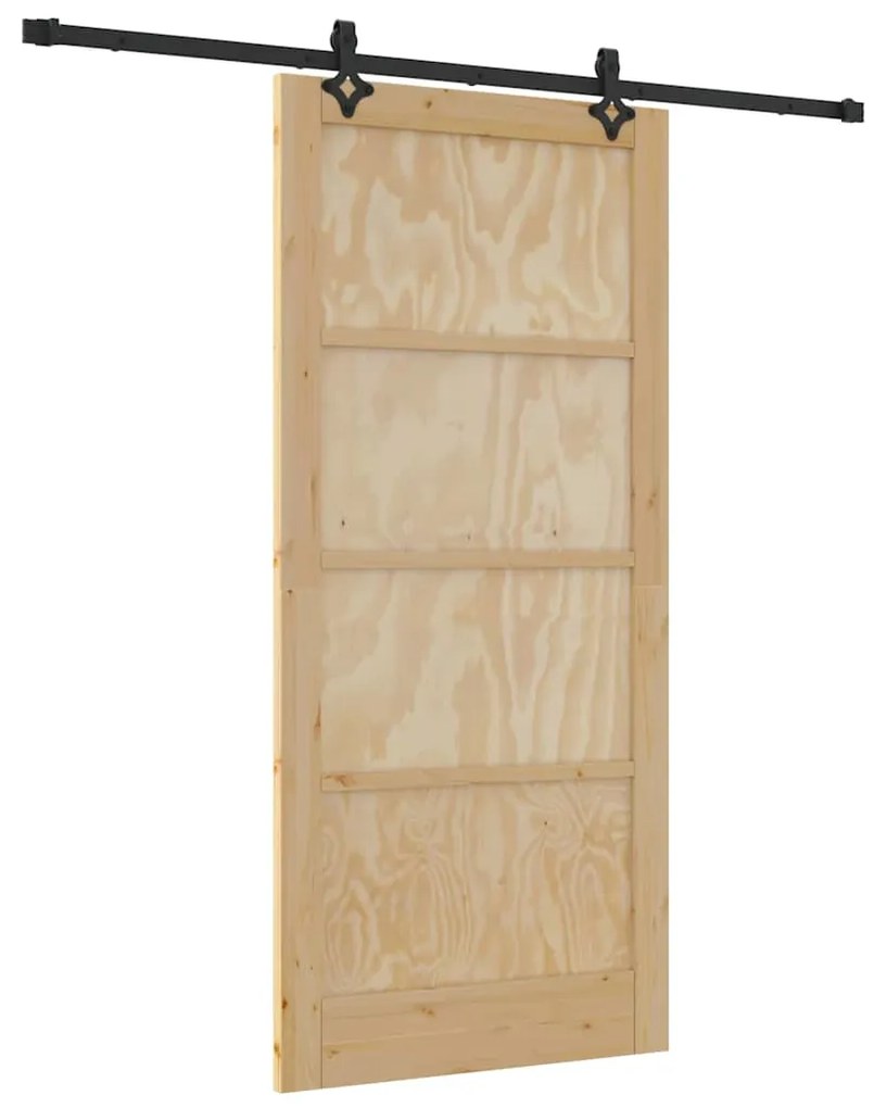 Porta Deslizante vidaXL com Conjunto de Ferragens 93x202 cm Madeira Só