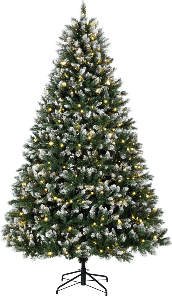HOMCOM Árvore de Natal 220 cm com 400 Luzes LED, 11 Modos, Telecomando, 1378 Pontas e Base Metálica Dobrável, Verde | Aosom Portugal
