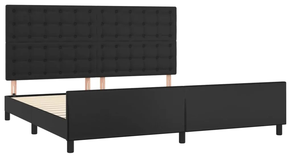 Estrutura cama c/ cabeceira 200x200 cm couro artificial preto
