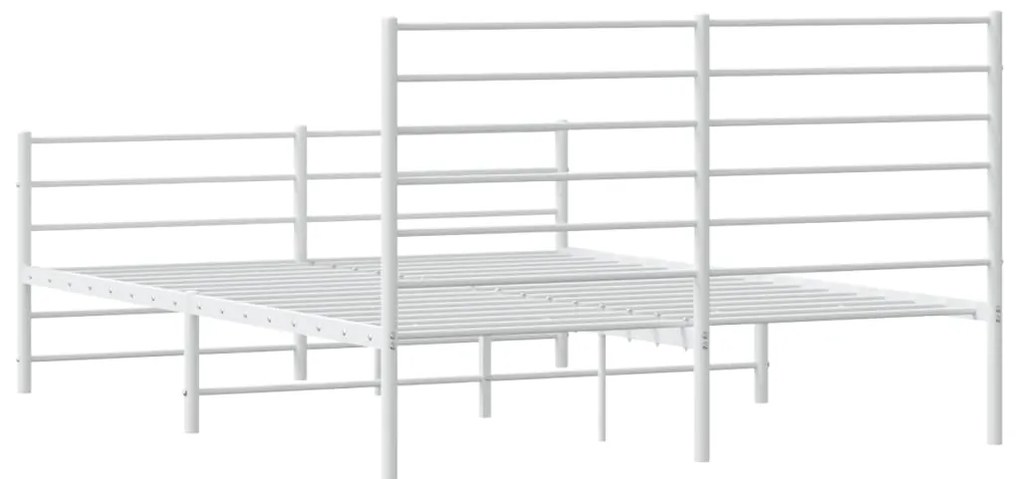 Estrutura de cama com cabeceira e pés 140x200 cm metal branco