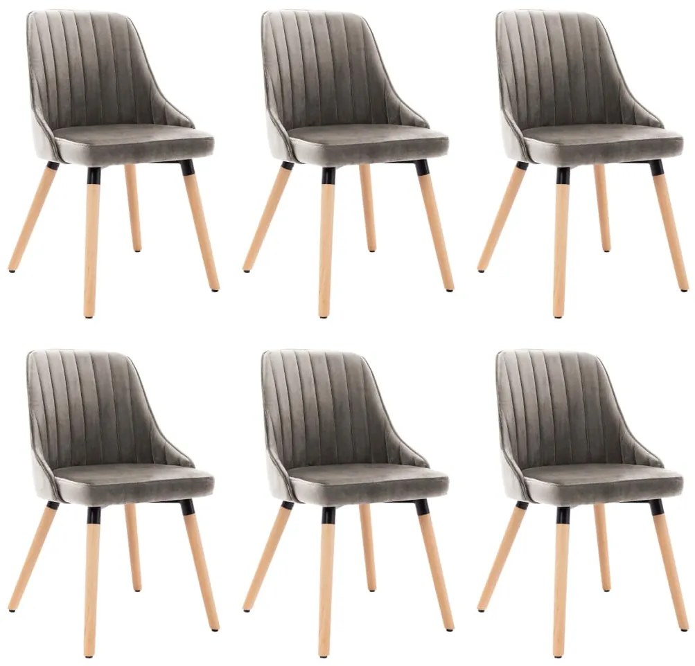 vidaXL Cadeiras de jantar 6 pcs veludo cinzento-claro