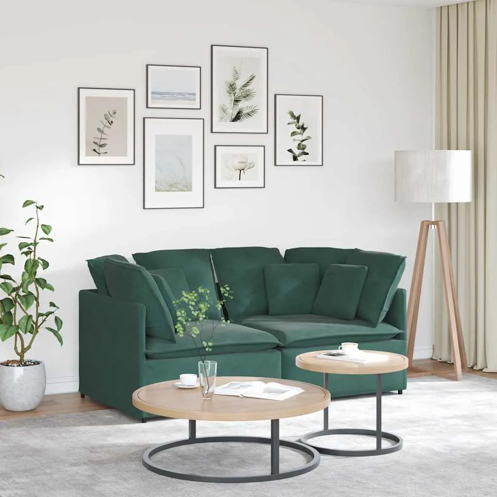 vidaXL Sofá modular com almofadas veludo verde-escuro