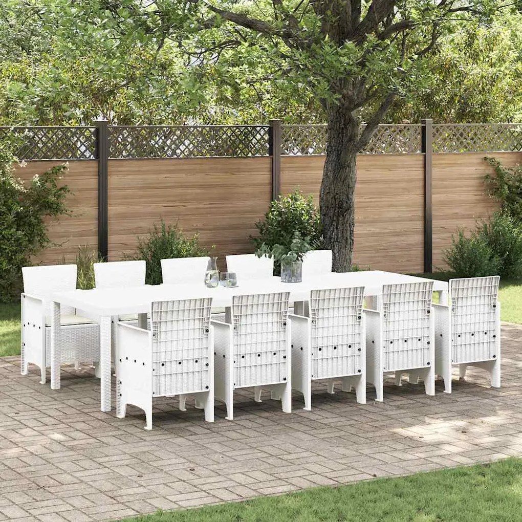 vidaXL Conjunto de Jantar para Jardim 11 pcs Branco 10-Lugares