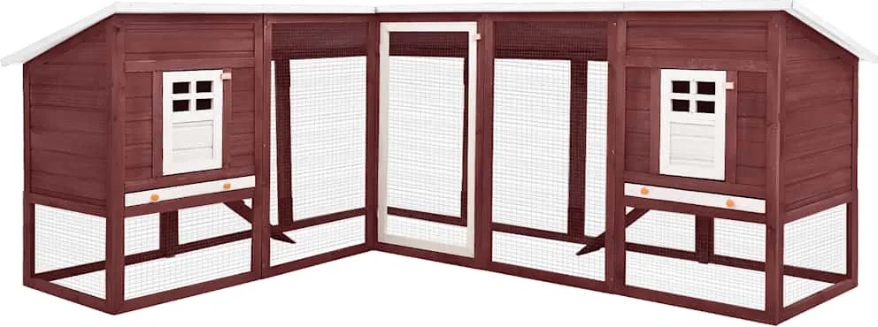 vidaXL Coelheira exterior c/ parque abeto maciço mocca e branco