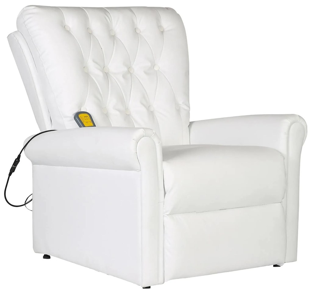 vidaXL Cadeira de Massagem Elétrica Branco creme 78 x 148 x 71 cm