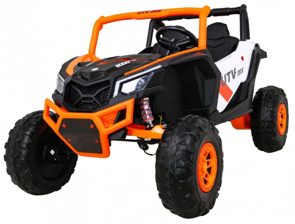 Buggy elétrico para Crianças 24V 4x4 2 Lugares UTV-MX Rodas de EVA, Assento de couro Laranja