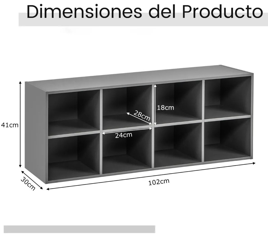 Banco sapateira com 8 cubos Armário de arrumação Estante de entrada Sala de estar Quarto Estante Carga 230 kg Cinzento