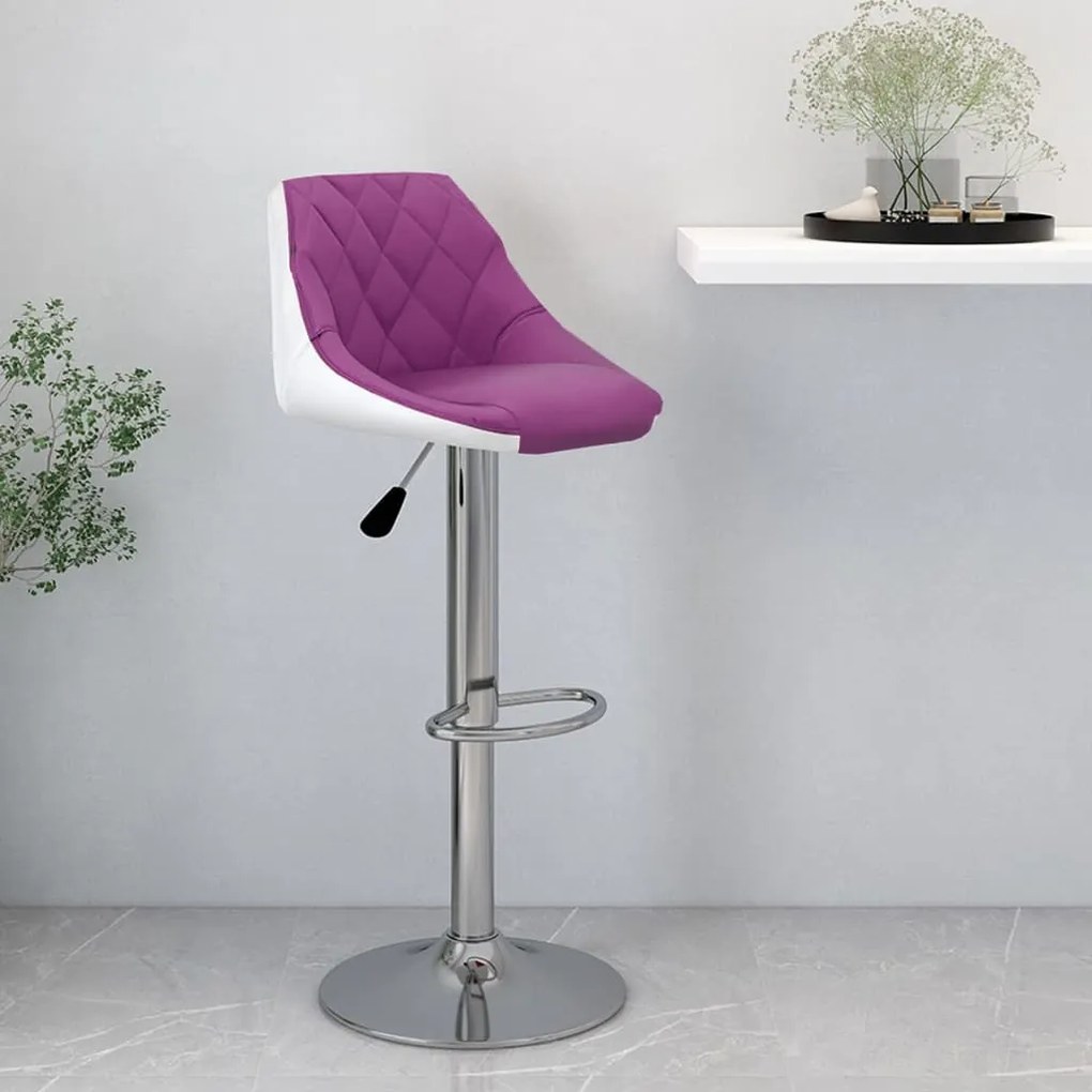 vidaXL Banco de bar couro artificial roxo e branco