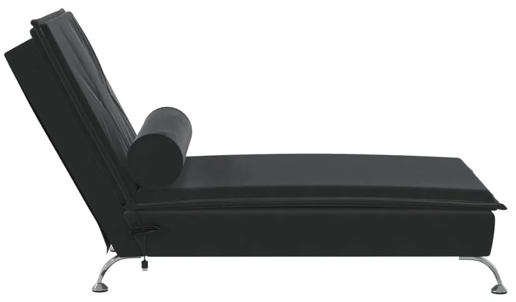 Chaise lounge de massagem com rolo veludo preto