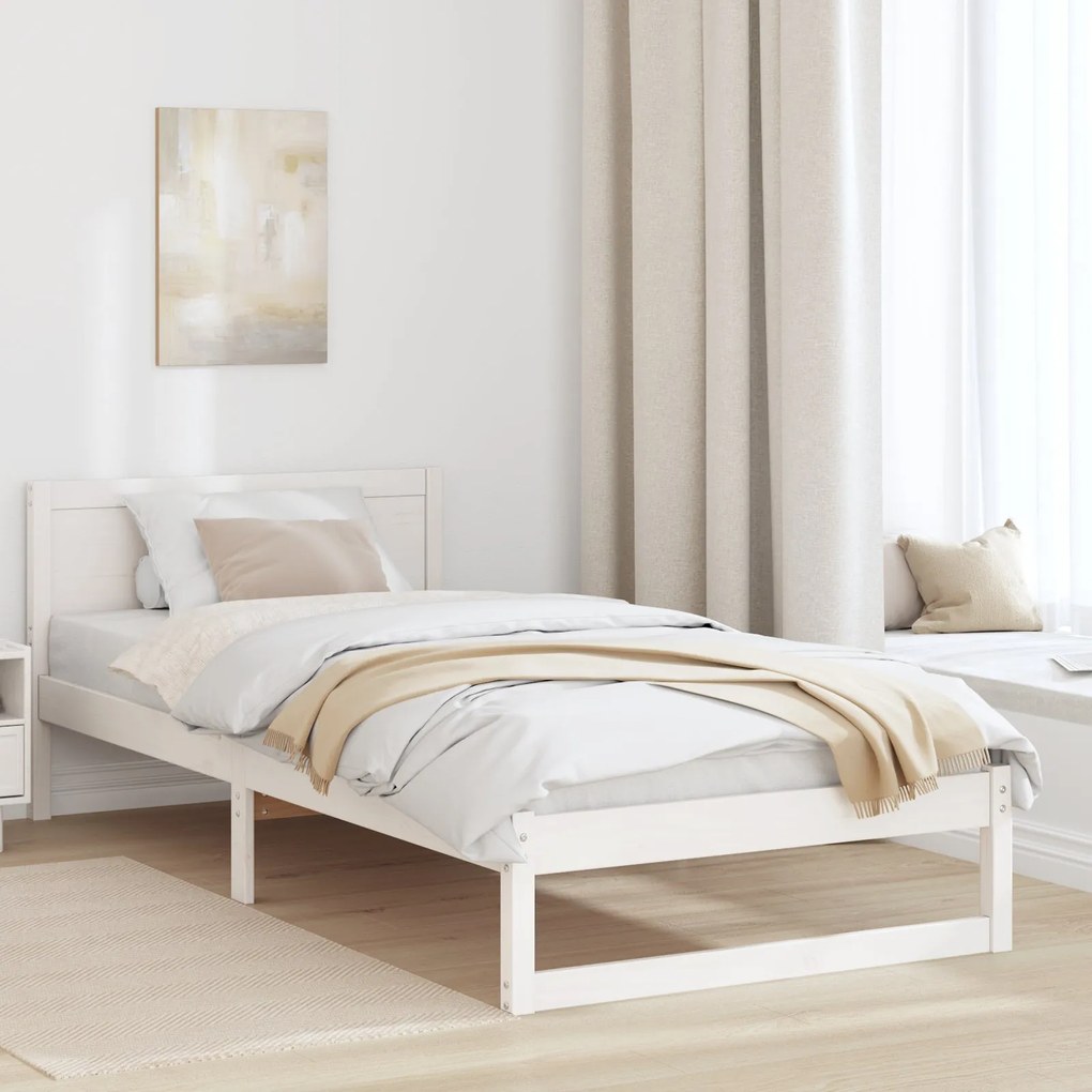 Estrado de Cama Branco Madeira de Pinho Maciça 75 x 190 cm