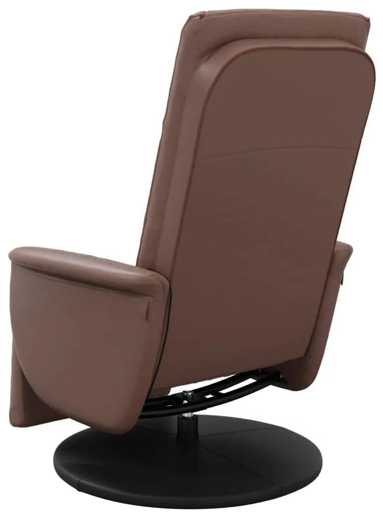 Poltrona massagens recl. c/ apoio pés couro artificial castanho