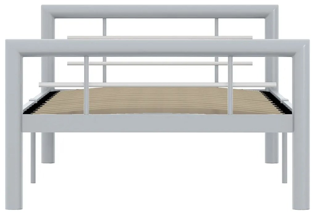 Estrutura de cama 100x200 cm metal cinzento e branco