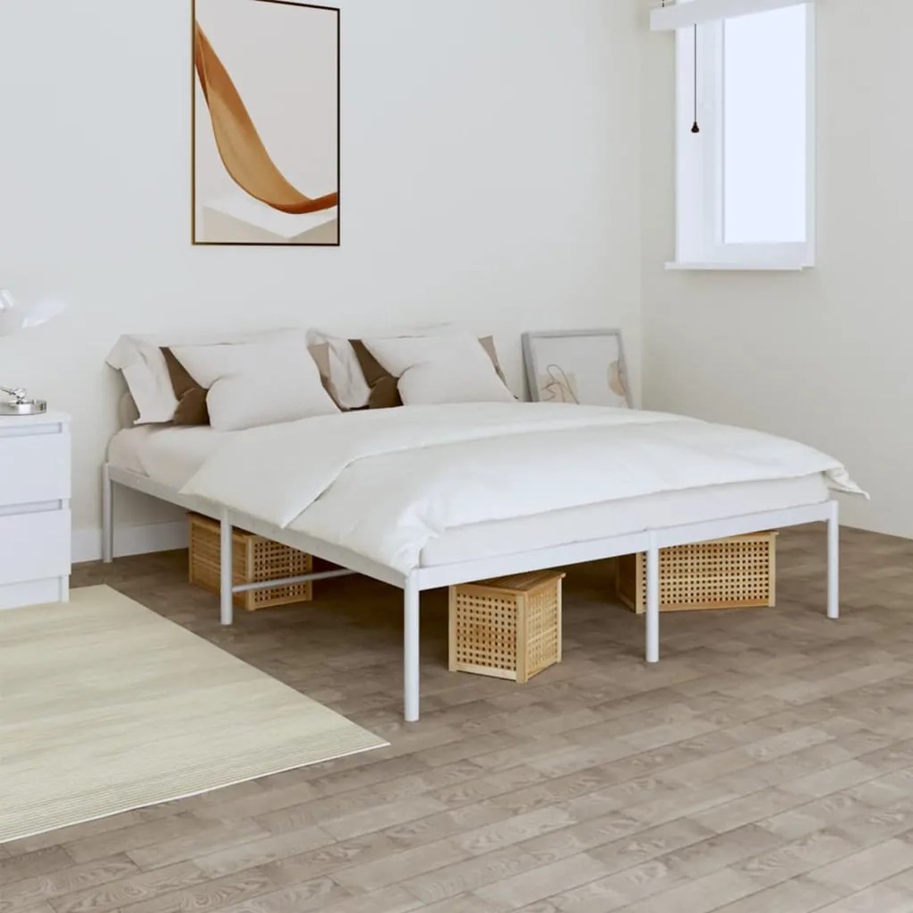 Estrutura de cama 150x200 cm metal branco