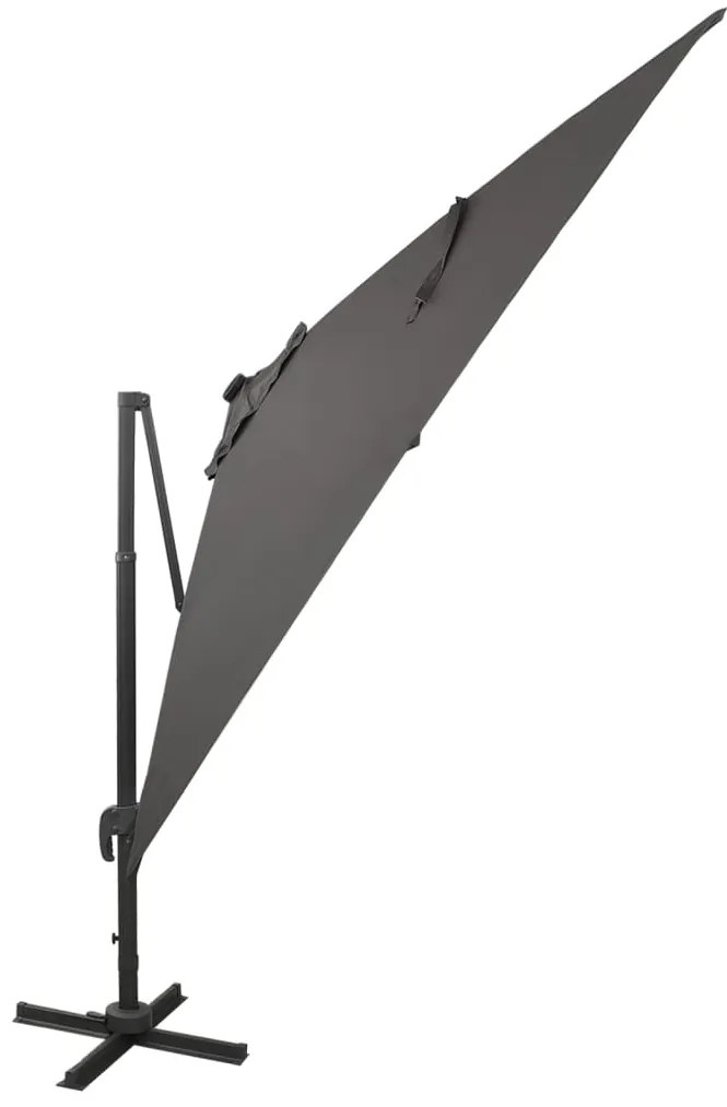 Guarda-sol jardim cantilever c/ poste/luzes LED 300cm antracite
