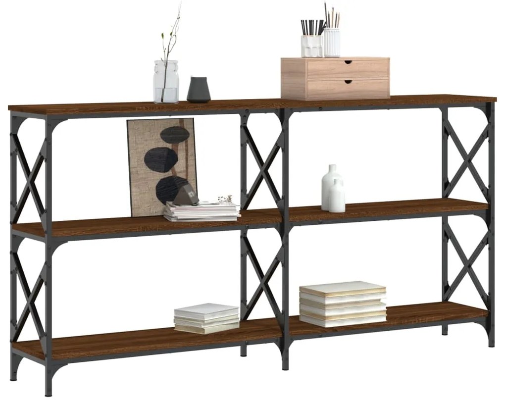 Mesa consola 156x28x80,5 cm derivados madeira carvalho castanho
