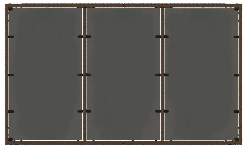 Mesa de jardim com tampo de vidro 150x90x75 cm vime PE castanho