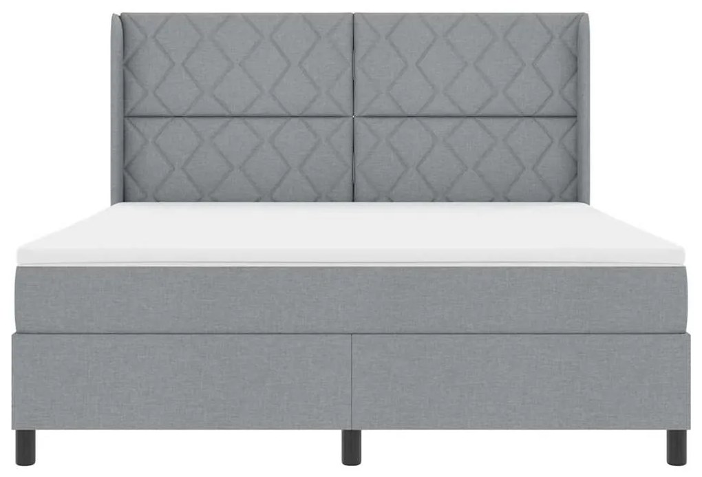 Cama Box com Colchão Cinza Claro 180x200 cm de Tecido
