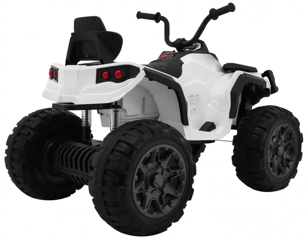 Moto 4 elétrica para crianças 12V 2x45W ATV Com Comando, com Rodas Espuma EVA, Assento couro ecológico, som Crianças Até 30Kg Branca