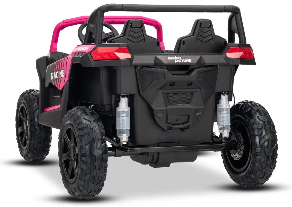 Carro elétrico para crianças UTV XXL 24V 2 Lugares em couro, travão de discos, luzes LED, rodas de borracha insufláveis com suspensão traseira, leitor