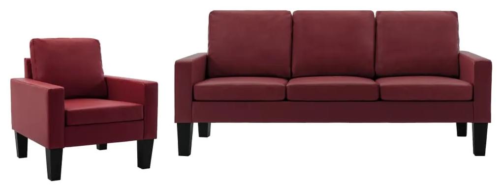 3056671 vidaXL 2 pcs conjunto de sofás couro artificial vermelho tinto