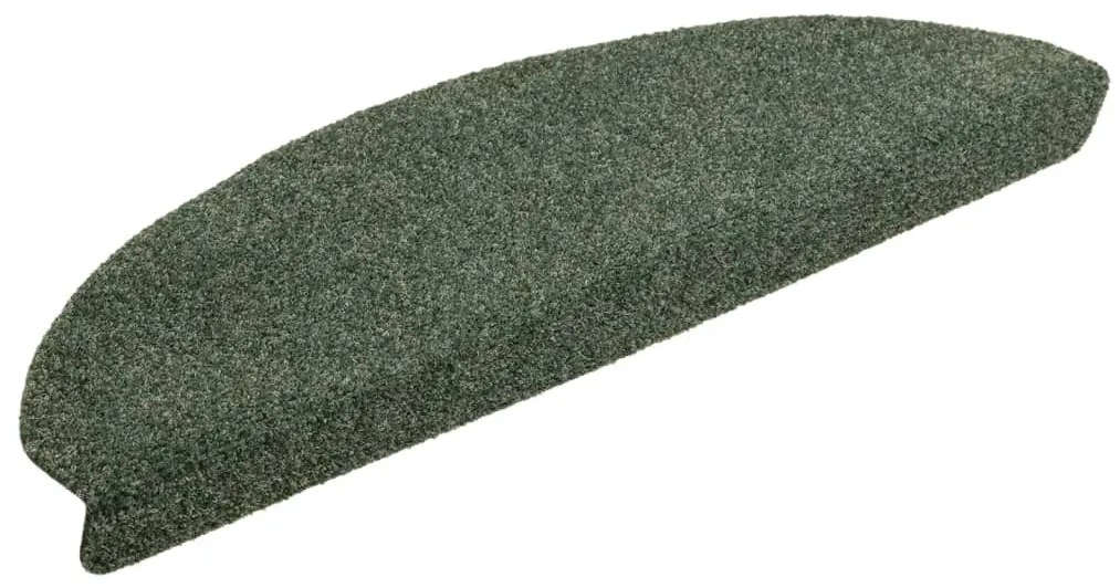 Tapetes de escada autoadesivos 10 pcs 65x21x4 cm agulhado verde