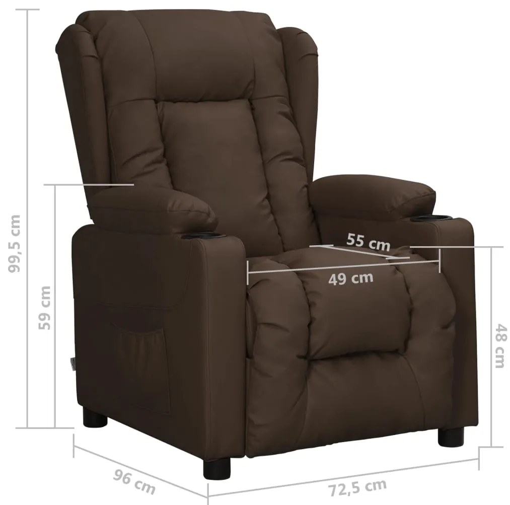 Poltrona reclinável couro artificial castanho