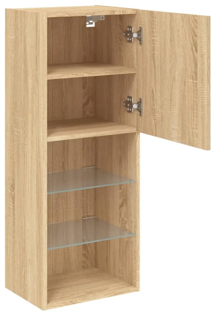 Móvel de TV com luzes LED 40,5x30x102 cm carvalho sonoma