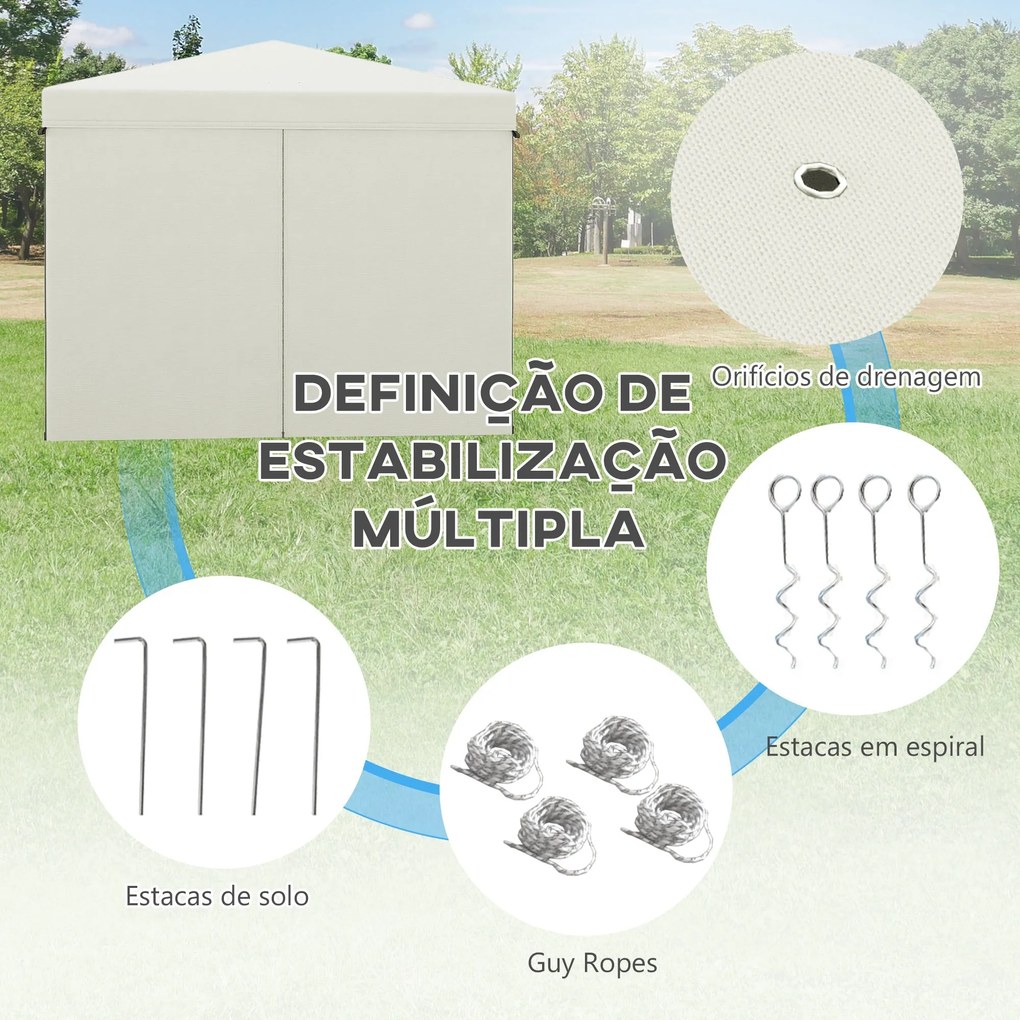 Tenda Dobrável 3x3 m Tenda de Jardim com 4 Paredes Laterais 2 Janelas