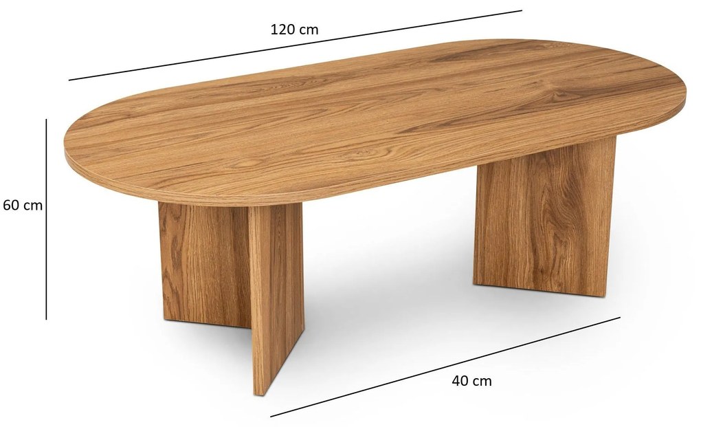 Mesa de Centro "Oval" – 120x40x60 cm, Design Sofisticado