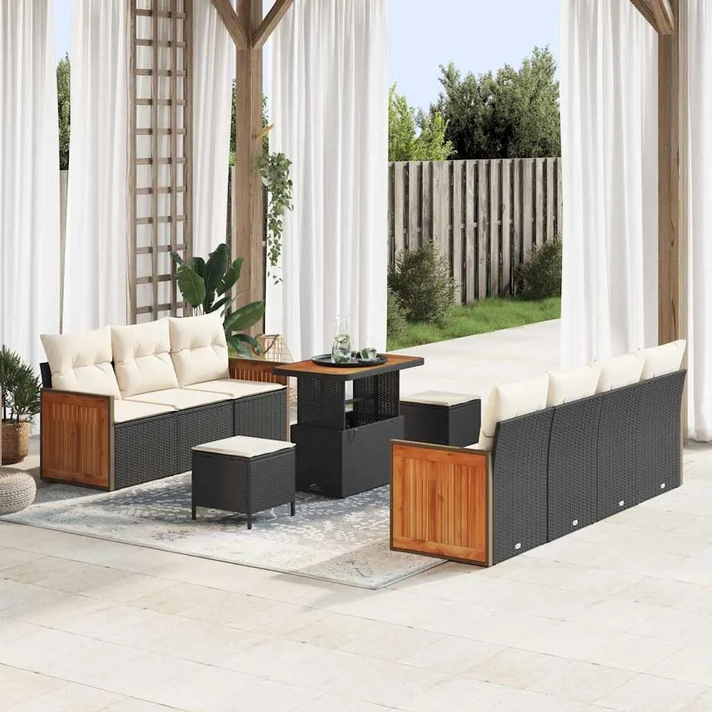 Conjunto de Sofá de Jardim vidaXL de 10 Peças com Almofadas Rattan Pre