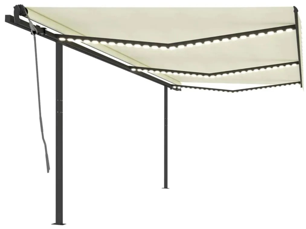 Toldo automático c/ LED e sensor de vento 6x3,5 m cor creme