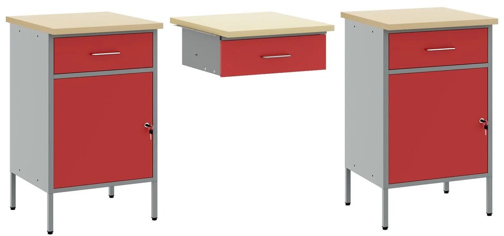 Conjunto de Armário e Mesa de Trabalho vidaXL 3 Peças em Madeira e Aço