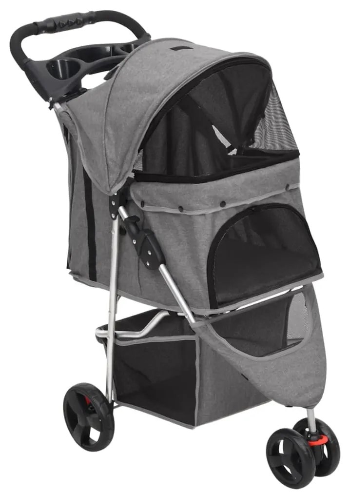 Carrinho dobrável para cães 80x46x98 cm tecido oxford cinzento