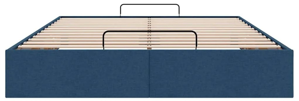Estrutura de cama otomana sem colchão 140x200 cm tecido azul